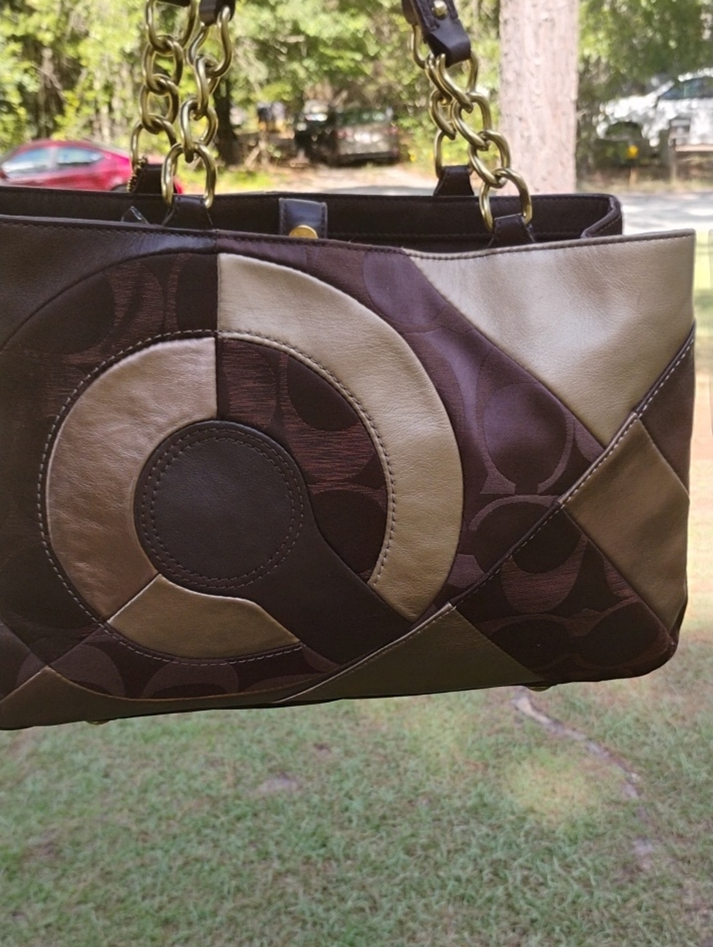 Coach Brown & Taupe Patchwork Tote Bag choice of wallet & mucin 5800 skincare - Picture 2 of 10